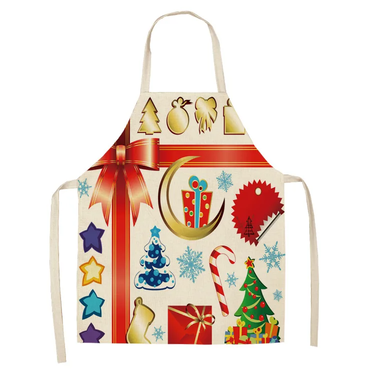 Santa Claus Christmas wreath aprons Christmas aprons printing home kitchen baking cooking Christmas party decorations