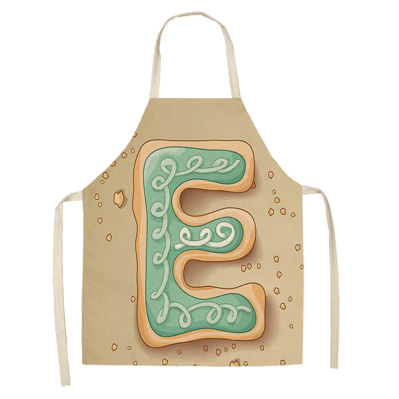 1Pc Letter Pattern Kitchen Apron Sleeveless Cotton Linen Kids Aprons For Cooking Baking bbq Home Cleaning Tools