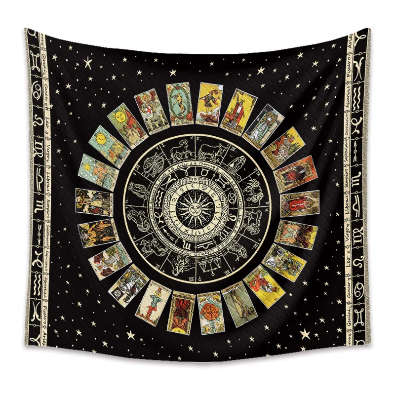 Boho Tarot Cards Tapestry Wall Hanging Mystery Home Zodiac Star Plate Sun And Moon Psychedelic Witchcraft Hippie Home Decor
