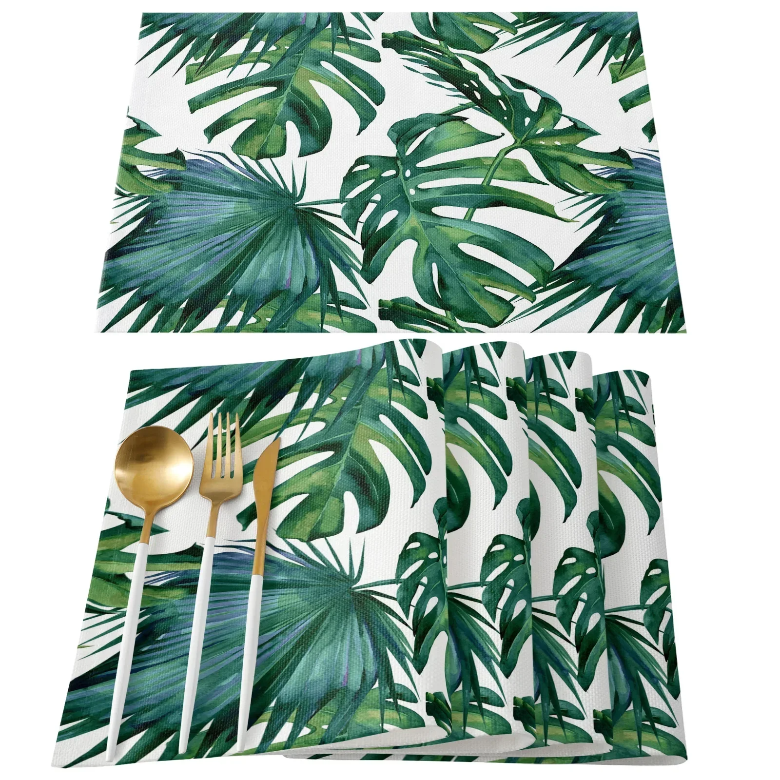 Golden Leaves Black Background Placemat Wedding Party Dining Decor Linen Table Mat Kitchen Accessories Table Napkin