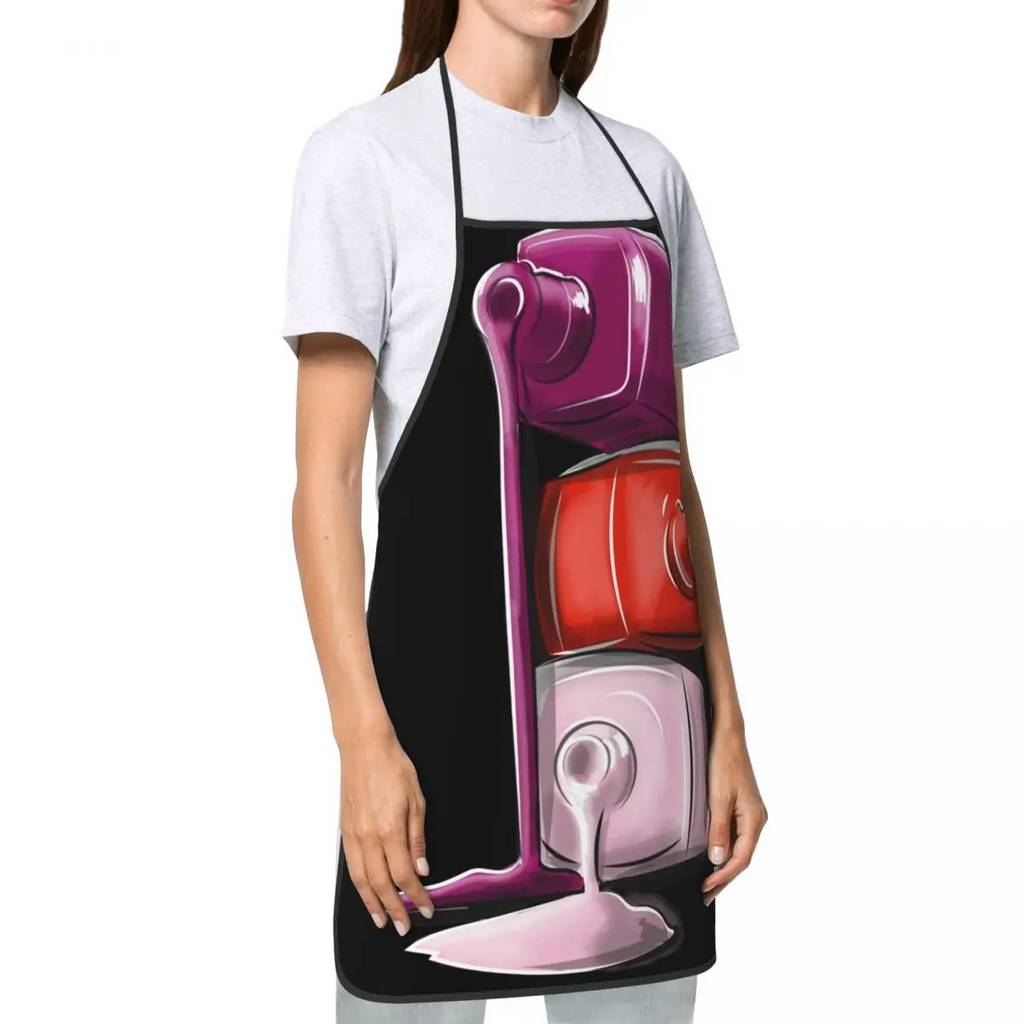 Funny Nail Polish Aprons for Men Women Manicurist Gift Adult Unisex Kitchen Chef Bib Tablier Cuisine Cooking Baking Painting