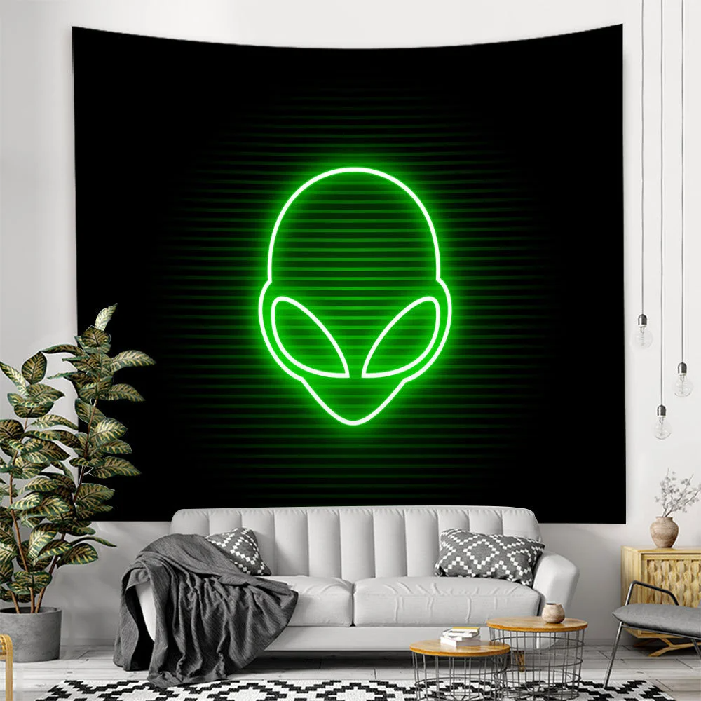 Alien Black Tapestry Cartoon Illustration Hippie Art Mushroom Eye Wall Hanging Tapestries for Living Room Home Dorm Decor Cloth