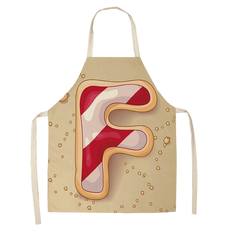 1Pc Letter Pattern Kitchen Apron Sleeveless Cotton Linen Kids Aprons For Cooking Baking bbq Home Cleaning Tools