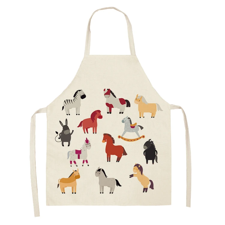 Kitchen Sleeveless Chef Aprons For Women Cotton Linen Bibs Household Cleaning Pinafore Home Cooking Apron