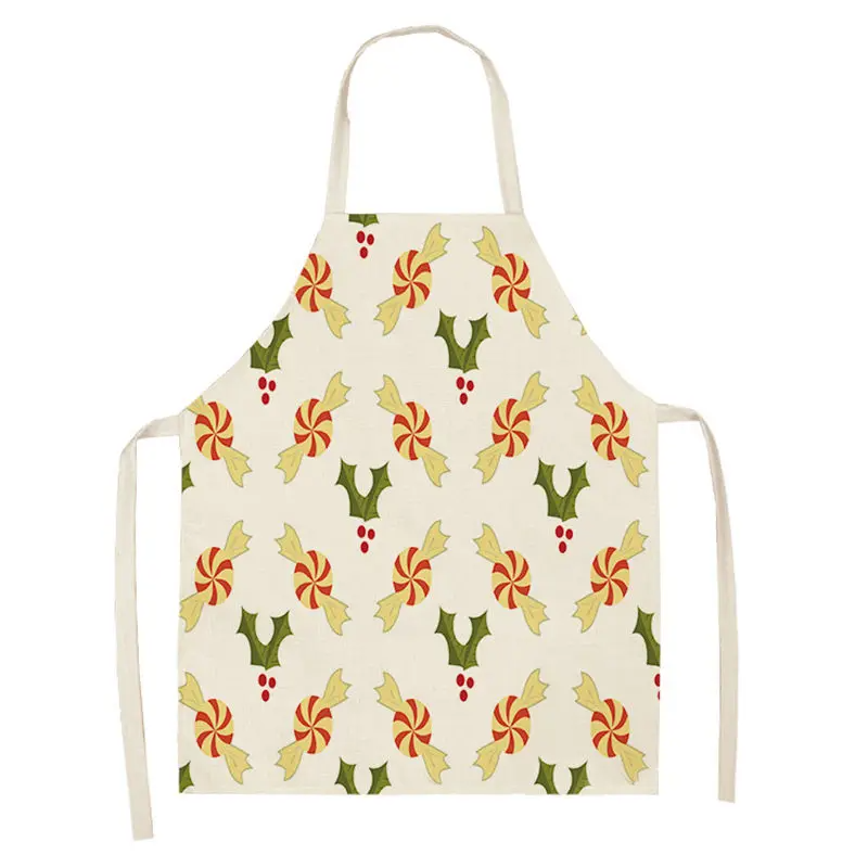 Christmas Aprons Pinafore Cotton Linen Kitchen Apron Woman Bibs for Home Cooking Baking Cleaning Accessories
