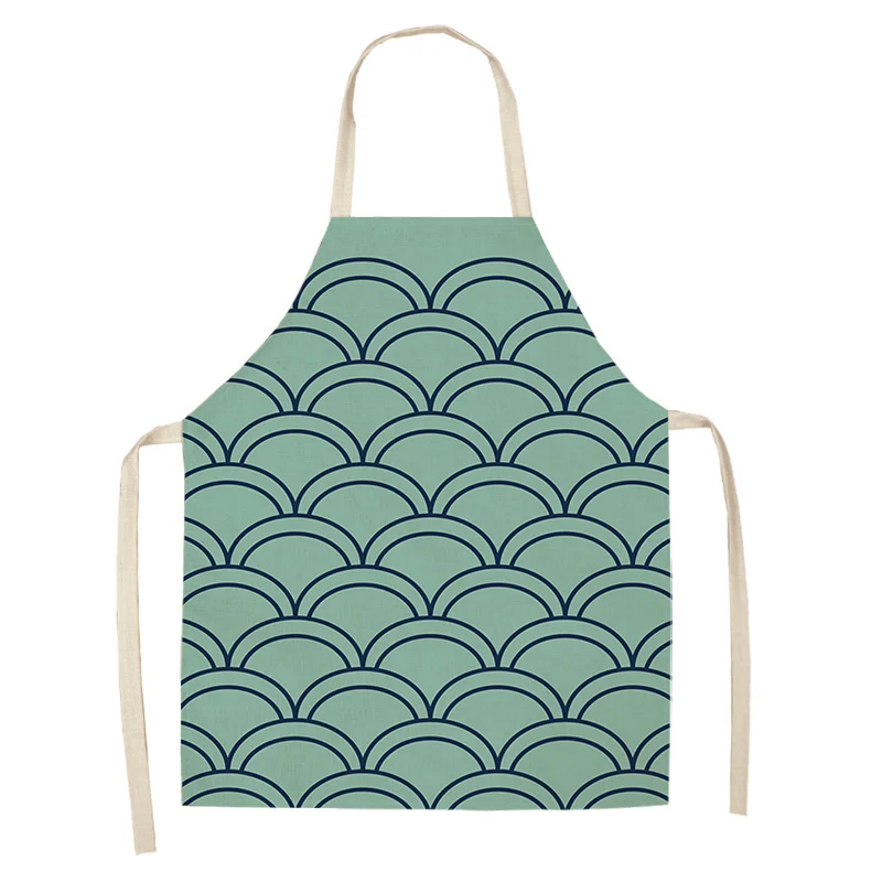 Marine Anchor Nautical Ocean Pattern Kitchen Apron for Woman Cotton Linen Aprons Home Cooking Baking Bibs