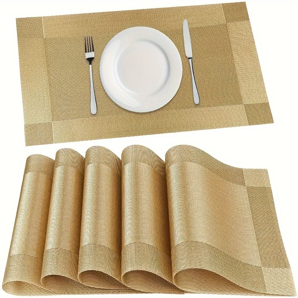 1pc square gold  solid color table mat decoration, coffee table mat, household bowl mat, dining table decoration