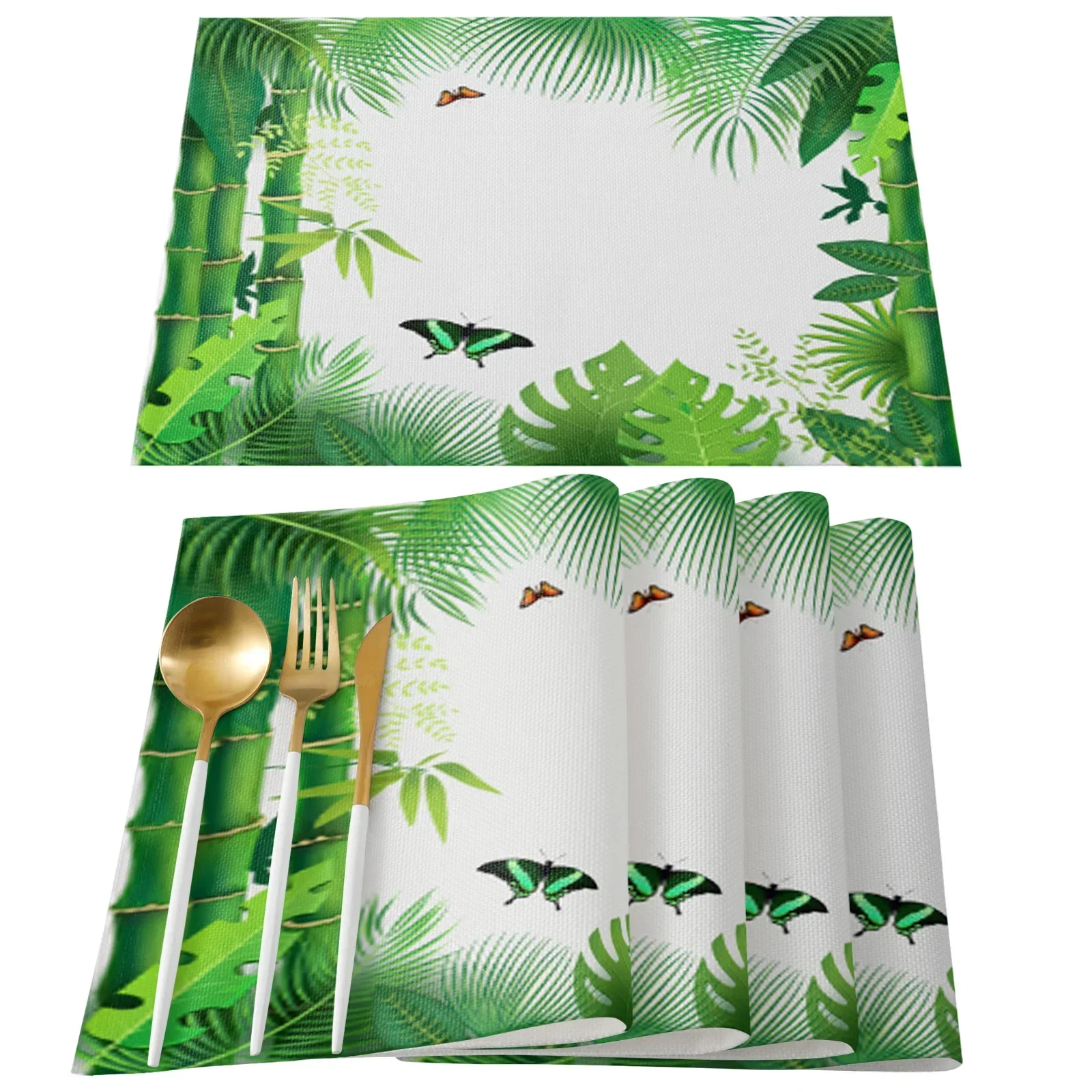 Golden Leaves Black Background Placemat Wedding Party Dining Decor Linen Table Mat Kitchen Accessories Table Napkin