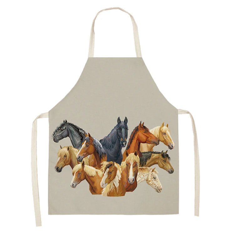 Kitchen Sleeveless Chef Aprons For Women Cotton Linen Bibs Household Cleaning Pinafore Home Cooking Apron