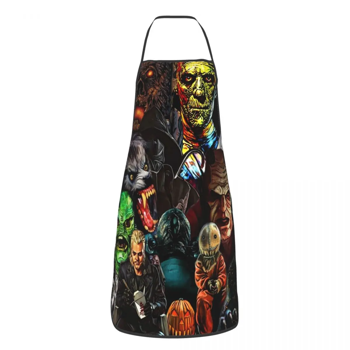 Horror Movie Character Friends Apron for Women Men Unisex Bib Halloween Kitchen Cooking Tablier Cuisine Chef Painting