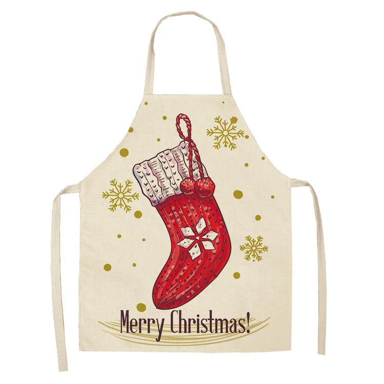 Santa Claus Christmas wreath aprons Christmas aprons printing home kitchen baking cooking Christmas party decorations