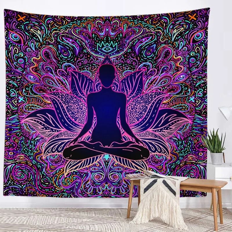 Buddha Statue Meditation 7 Chakra Tapestry Wall Hanging Mandala Tapestries Wall Cloth Psychedelic Yoga Wall Hanging