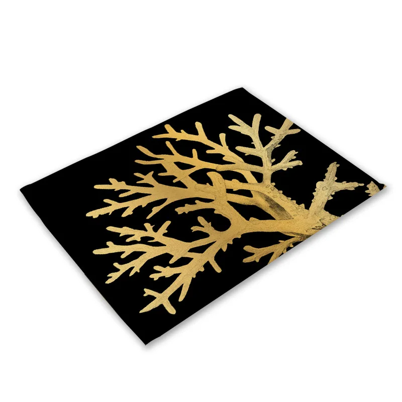 kitchen Placemat Black Cotton Linen Heart Love Table Mats Nordic Western Placemat Cup Mats Waterproof Drink Coaster