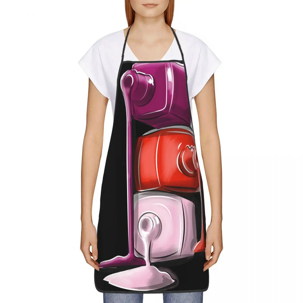 Funny Nail Polish Aprons for Men Women Manicurist Gift Adult Unisex Kitchen Chef Bib Tablier Cuisine Cooking Baking Painting