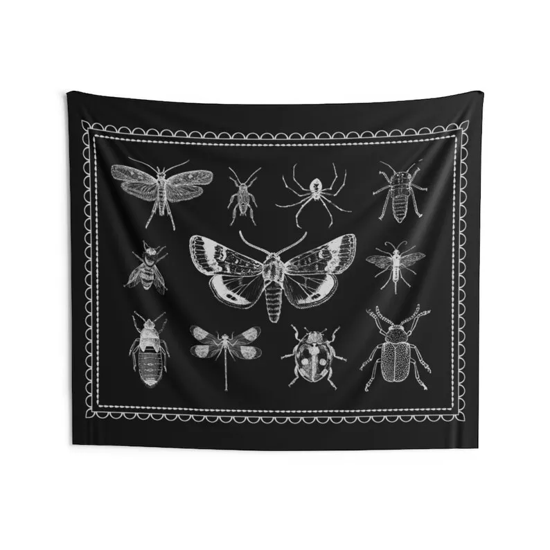 Gothic tapestry aesthetic Moth tapestry Insect decor Bug art Dark wall art Wiccan hanging wall art Goth wall art witchcraft
