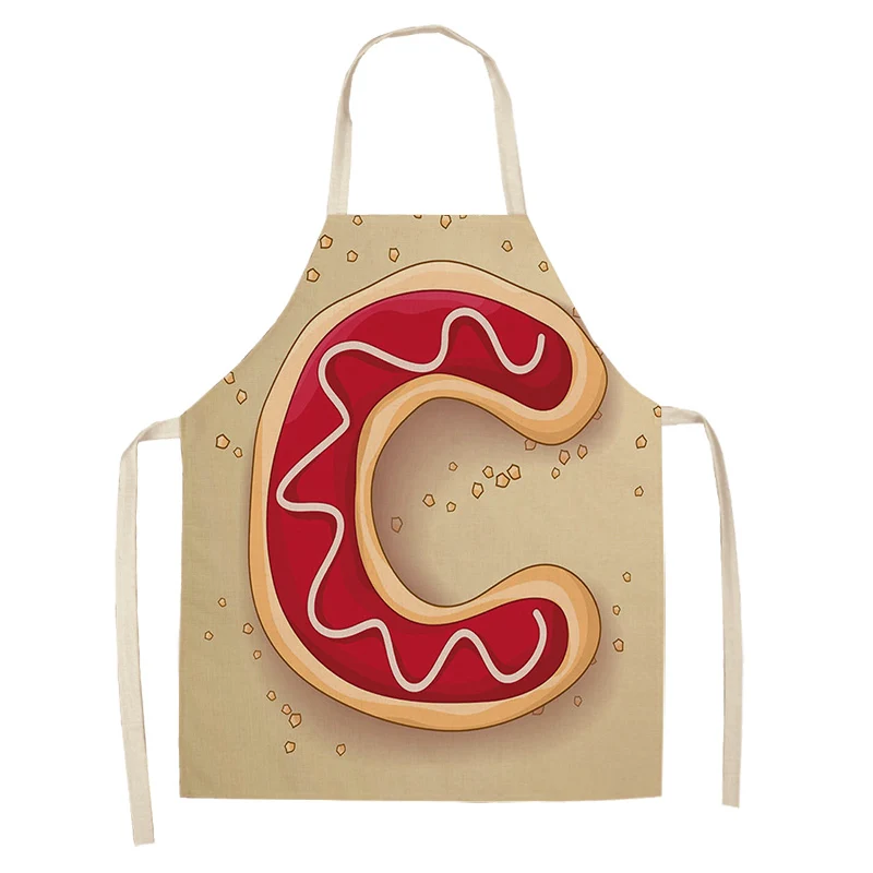 1Pc Letter Pattern Kitchen Apron Sleeveless Cotton Linen Kids Aprons For Cooking Baking bbq Home Cleaning Tools