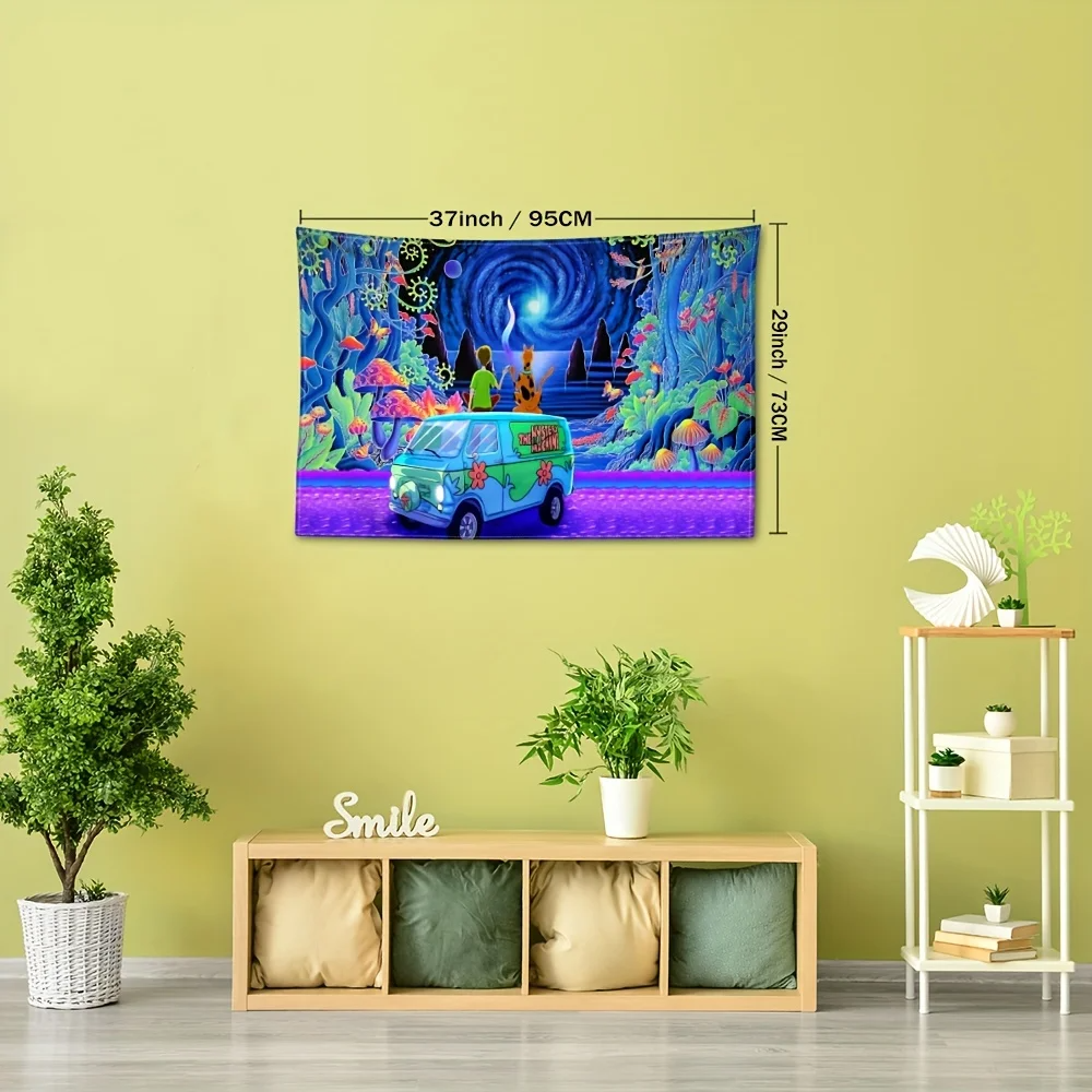1pc Mystical Mushroom Forest Tapestry for Bedroom and Living Room Decor - Bohemian Cartoon Wall Hanging with Wizardry Design