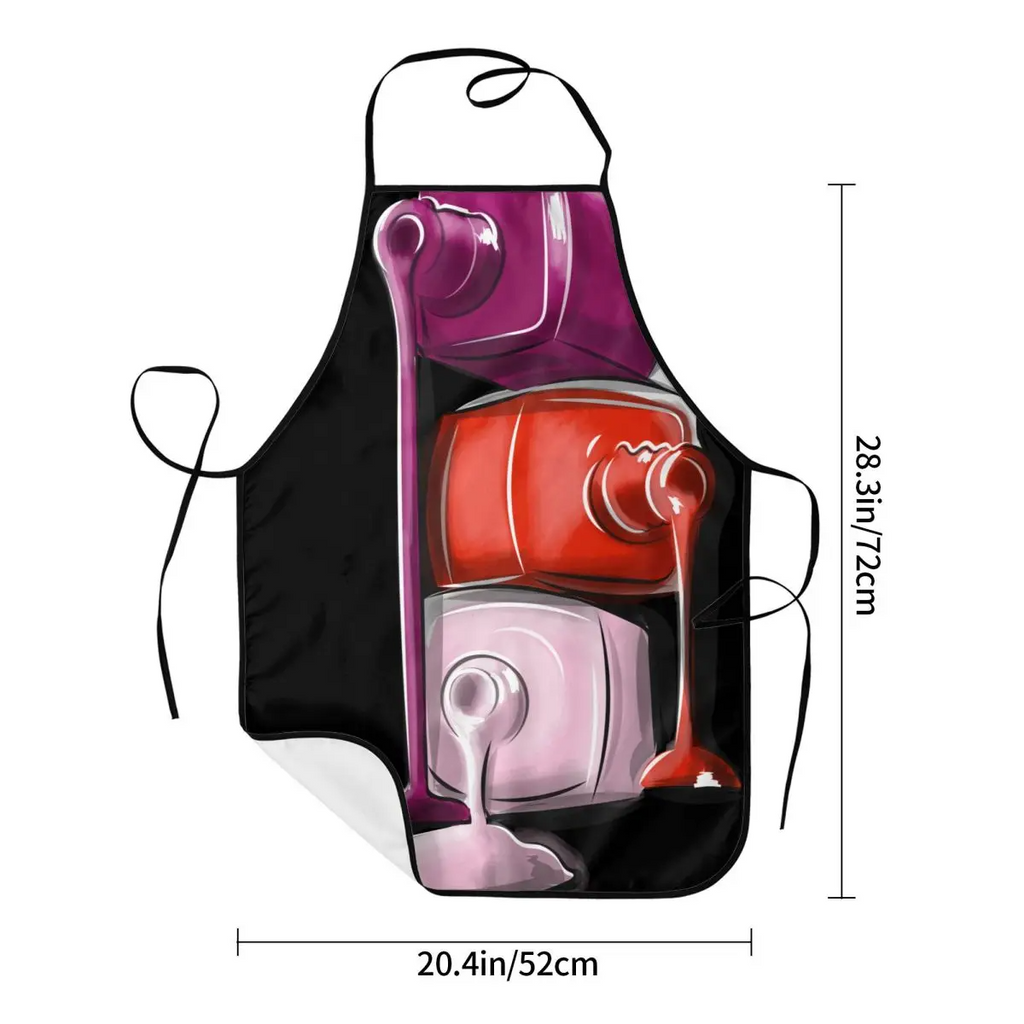 Funny Nail Polish Aprons for Men Women Manicurist Gift Adult Unisex Kitchen Chef Bib Tablier Cuisine Cooking Baking Painting
