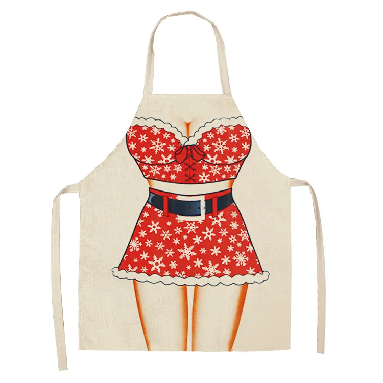 Parent-child Kitchen Apron Merry Christmas Printed Sleeveless Cotton Linen Aprons for Kids Men Women Home Cleaning Tools