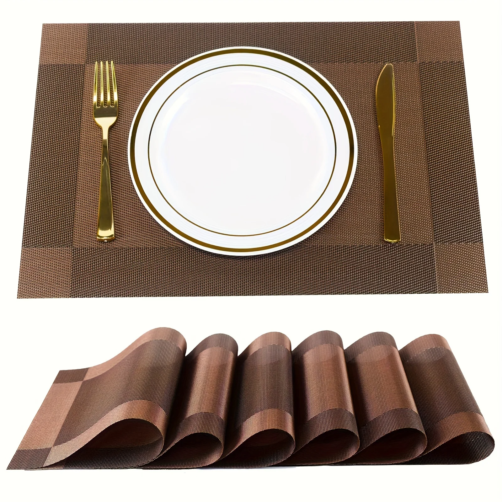 1pc square gold  solid color table mat decoration, coffee table mat, household bowl mat, dining table decoration