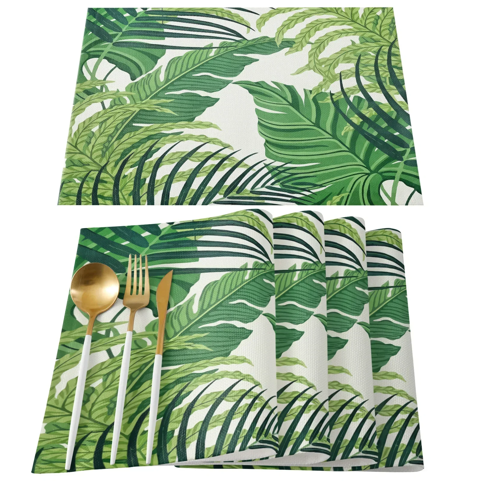Golden Leaves Black Background Placemat Wedding Party Dining Decor Linen Table Mat Kitchen Accessories Table Napkin