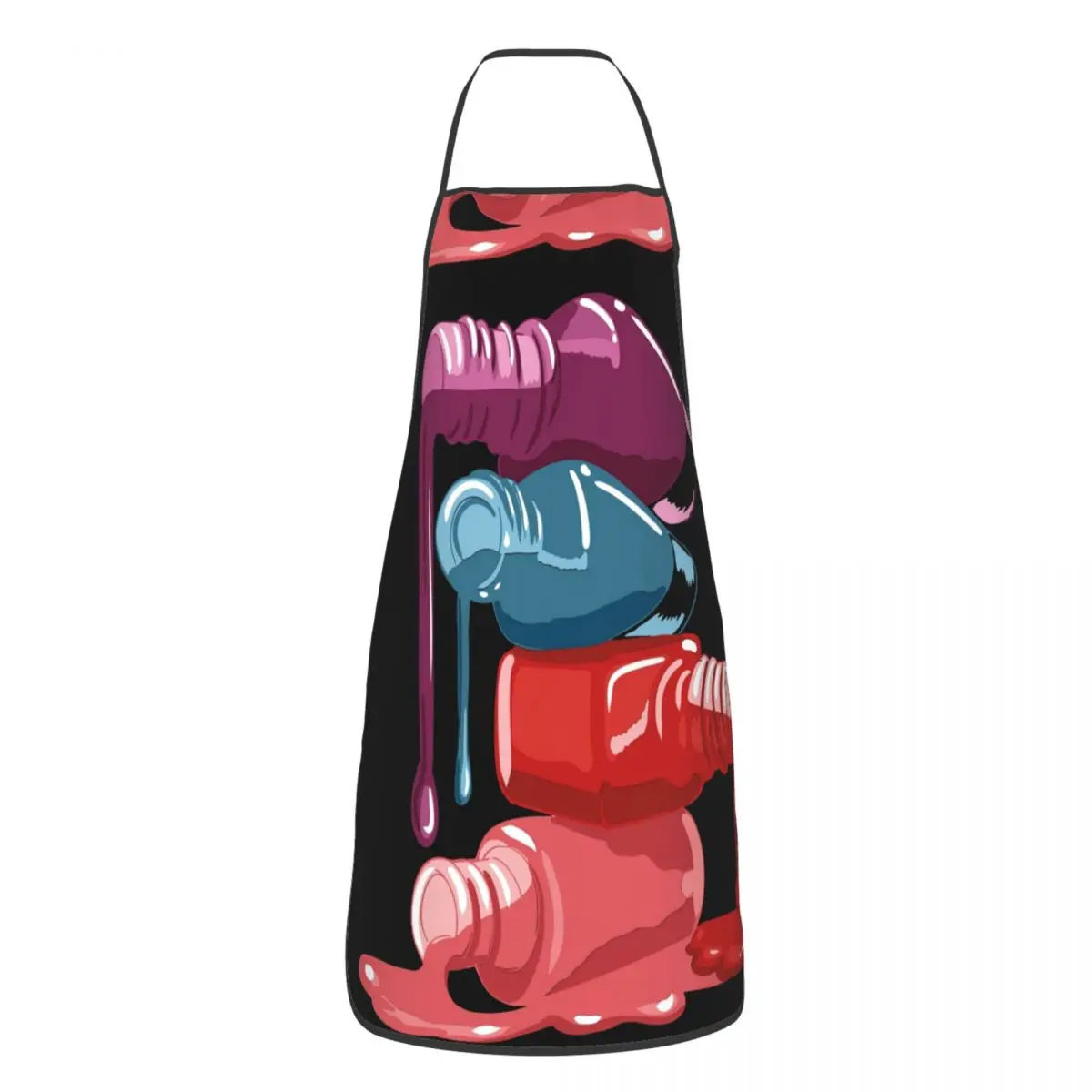 Funny Nail Polish Aprons for Men Women Manicurist Gift Adult Unisex Kitchen Chef Bib Tablier Cuisine Cooking Baking Painting