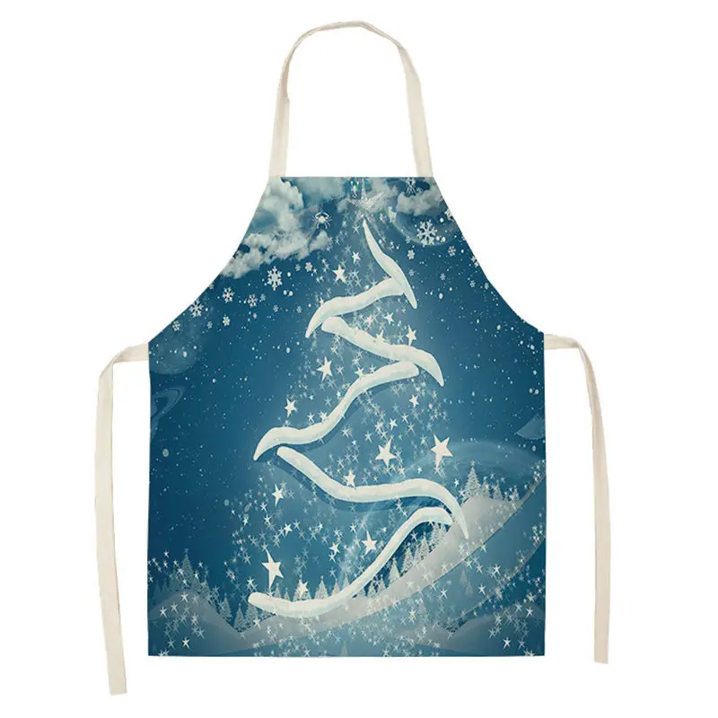 Christmas Aprons Pinafore Cotton Linen Kitchen Apron Woman Bibs for Home Cooking Baking Cleaning Accessories