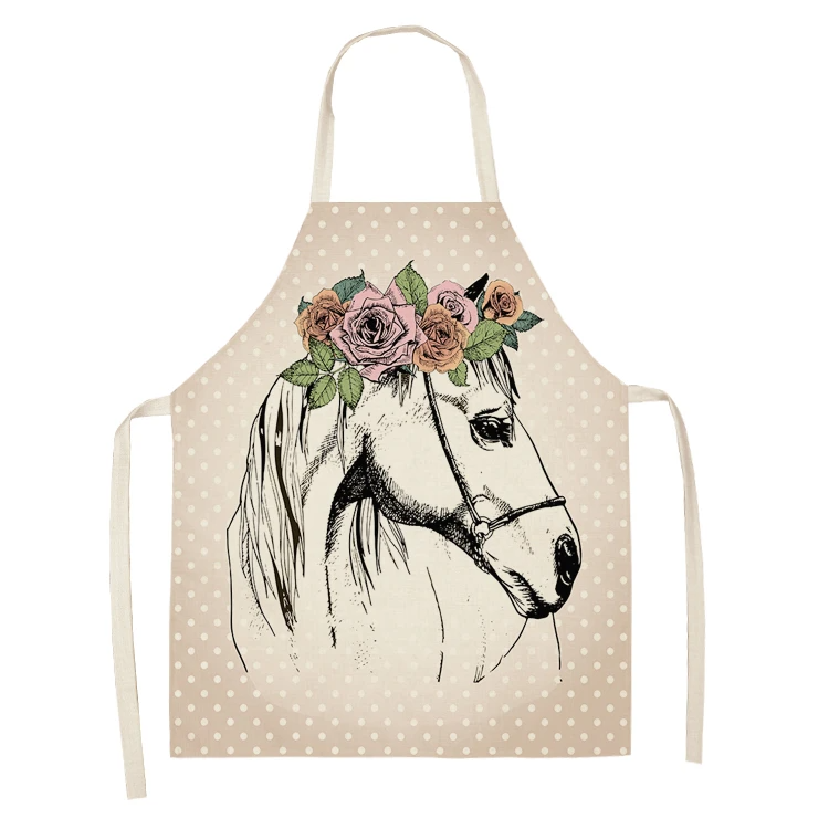 Kitchen Sleeveless Chef Aprons For Women Cotton Linen Bibs Household Cleaning Pinafore Home Cooking Apron