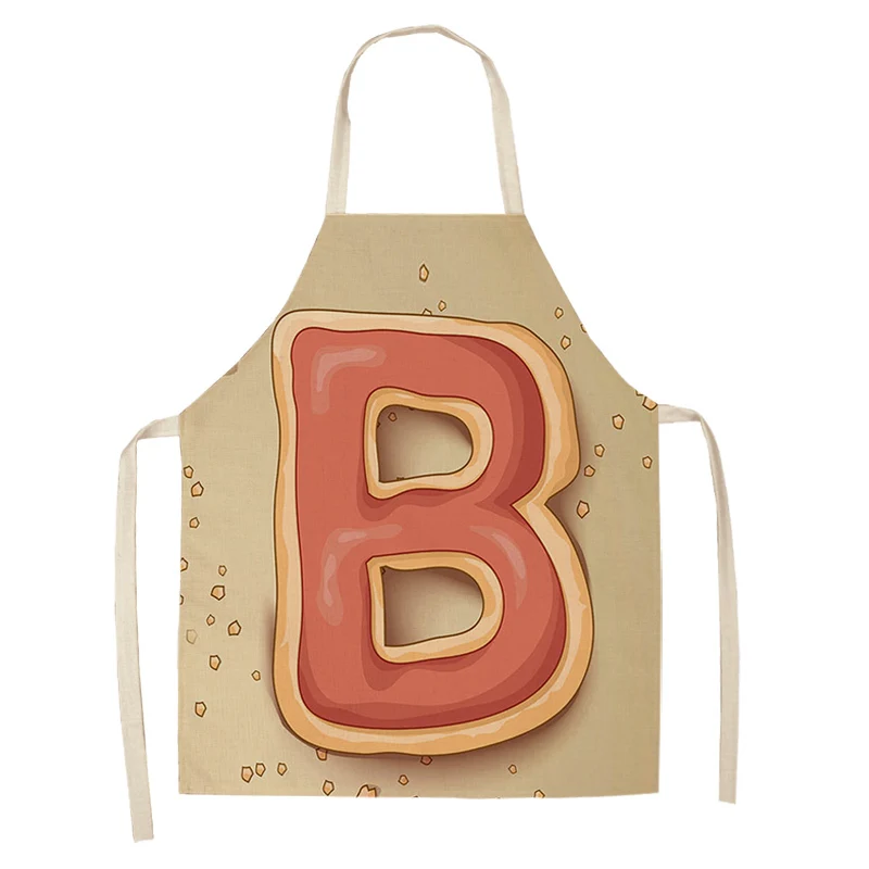 1Pc Letter Pattern Kitchen Apron Sleeveless Cotton Linen Kids Aprons For Cooking Baking bbq Home Cleaning Tools