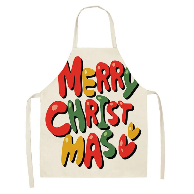 Christmas Aprons Pinafore Cotton Linen Kitchen Apron Woman Bibs for Home Cooking Baking Cleaning Accessories