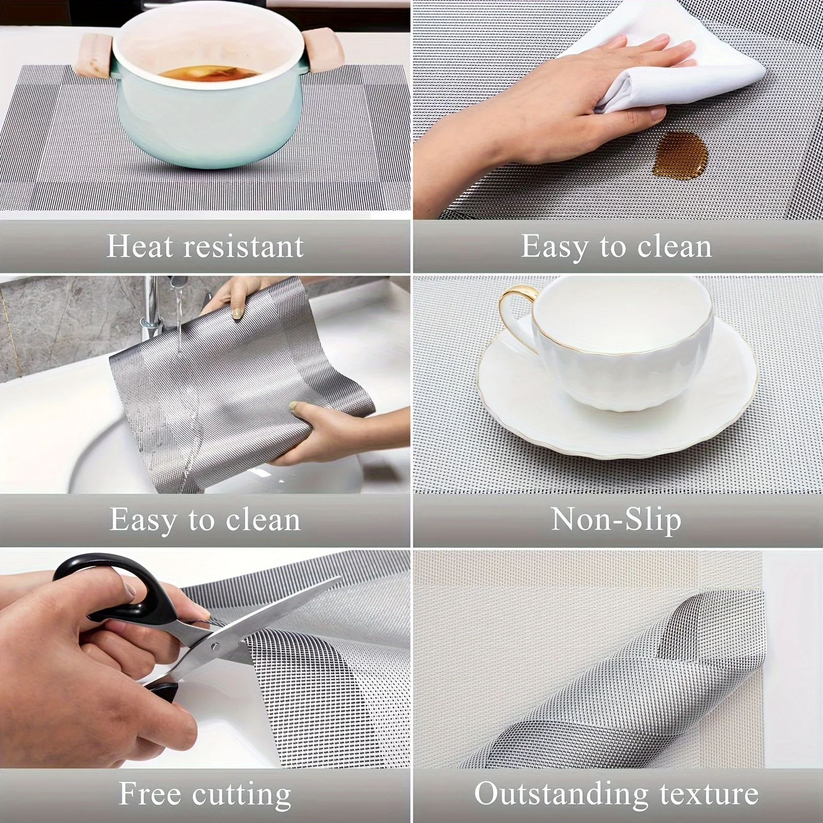 1pc square gold  solid color table mat decoration, coffee table mat, household bowl mat, dining table decoration