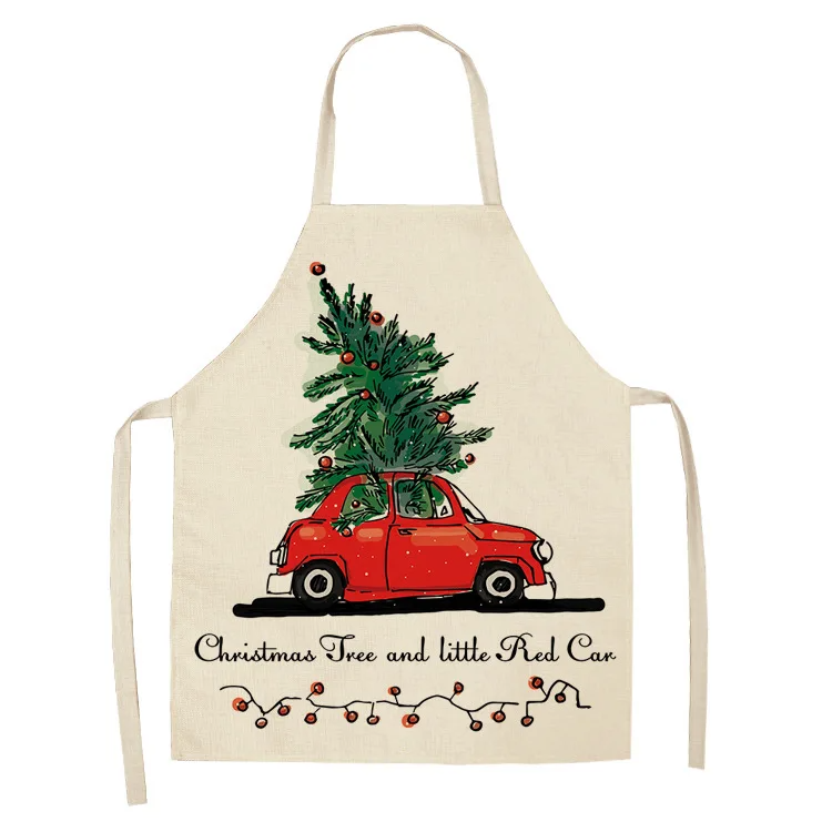 Santa Claus Christmas wreath aprons Christmas aprons printing home kitchen baking cooking Christmas party decorations