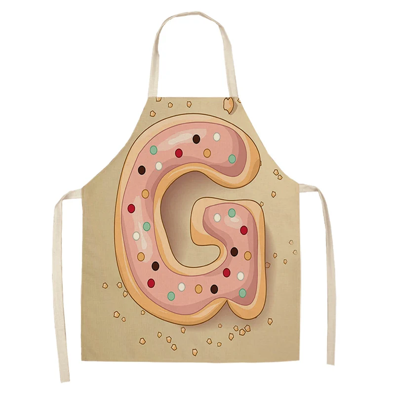 1Pc Letter Pattern Kitchen Apron Sleeveless Cotton Linen Kids Aprons For Cooking Baking bbq Home Cleaning Tools