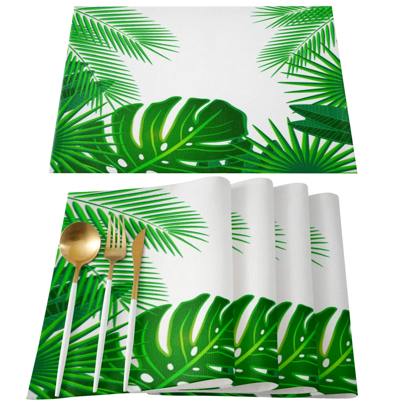 Golden Leaves Black Background Placemat Wedding Party Dining Decor Linen Table Mat Kitchen Accessories Table Napkin