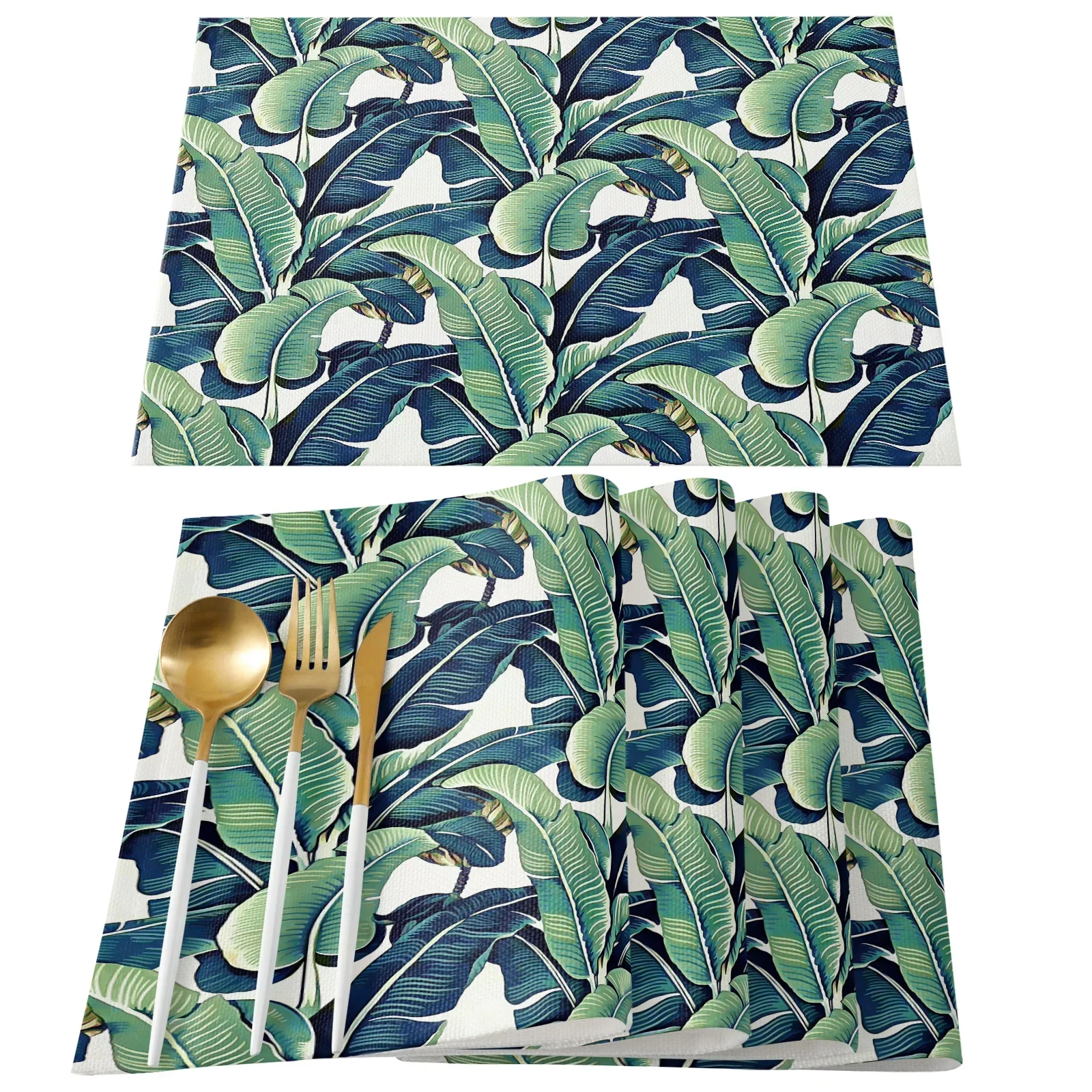 Golden Leaves Black Background Placemat Wedding Party Dining Decor Linen Table Mat Kitchen Accessories Table Napkin
