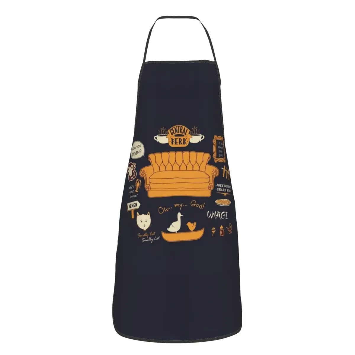 Unisex Friends Central Perk Logo Bib Apron Adult Women Men Chef Tablier Cuisine for Kitchen Cooking TV Show Baking