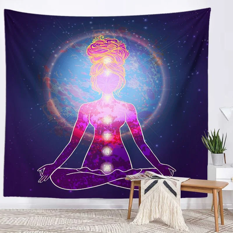 Buddha Statue Meditation 7 Chakra Tapestry Wall Hanging Mandala Tapestries Wall Cloth Psychedelic Yoga Wall Hanging