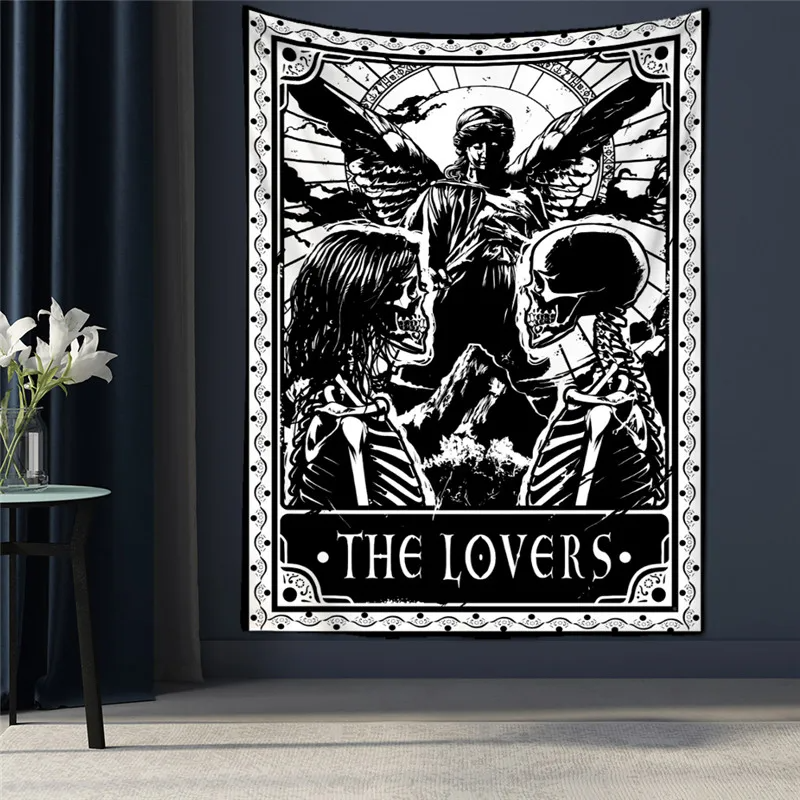 Black Tapestry Wall Hanging Psychedelic Sun Tarot Card Hippie Astrology Divination Witchcraft Background Wall Room Boho Decor