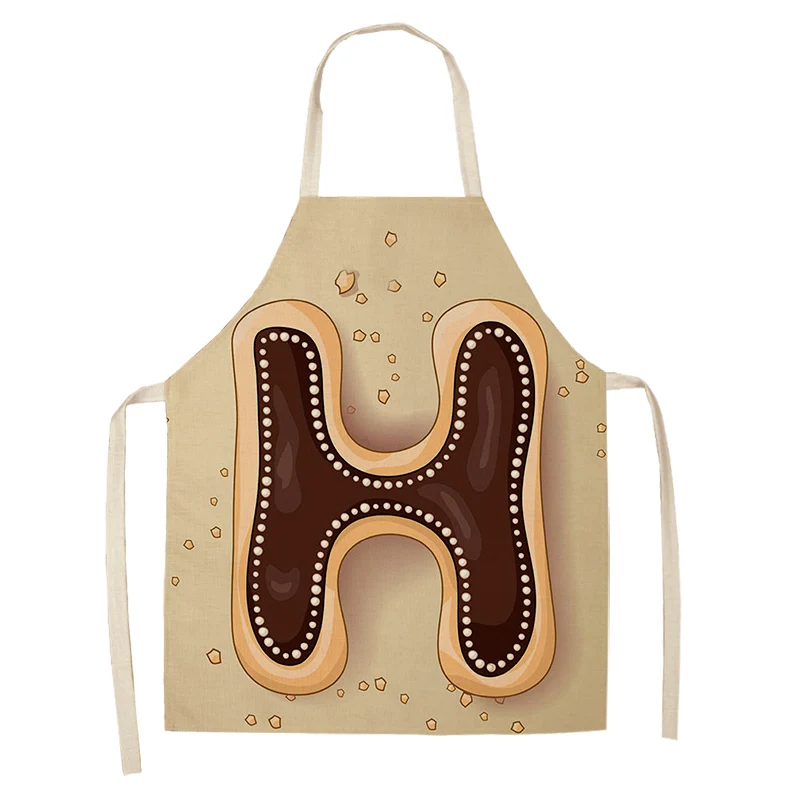 1Pc Letter Pattern Kitchen Apron Sleeveless Cotton Linen Kids Aprons For Cooking Baking bbq Home Cleaning Tools