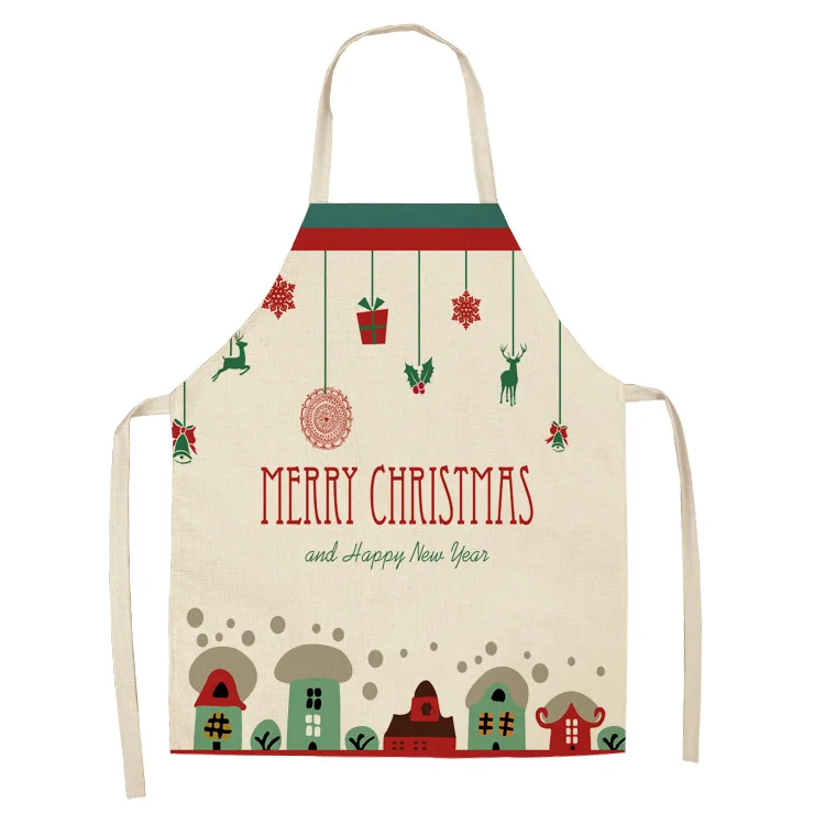 Santa Claus Christmas wreath aprons Christmas aprons printing home kitchen baking cooking Christmas party decorations