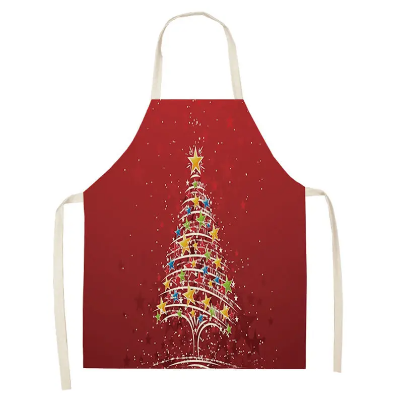 Christmas Aprons Pinafore Cotton Linen Kitchen Apron Woman Bibs for Home Cooking Baking Cleaning Accessories