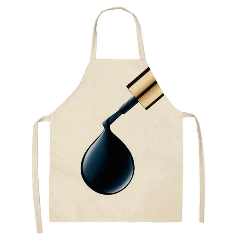 1 Pcs Kitchen Apron Color Nail Polish Bottle Printed Sleeveless Cotton Linen Aprons Men Women Home Cleaning Tools