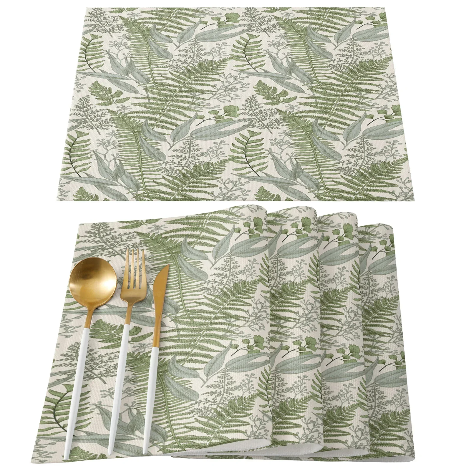 Golden Leaves Black Background Placemat Wedding Party Dining Decor Linen Table Mat Kitchen Accessories Table Napkin