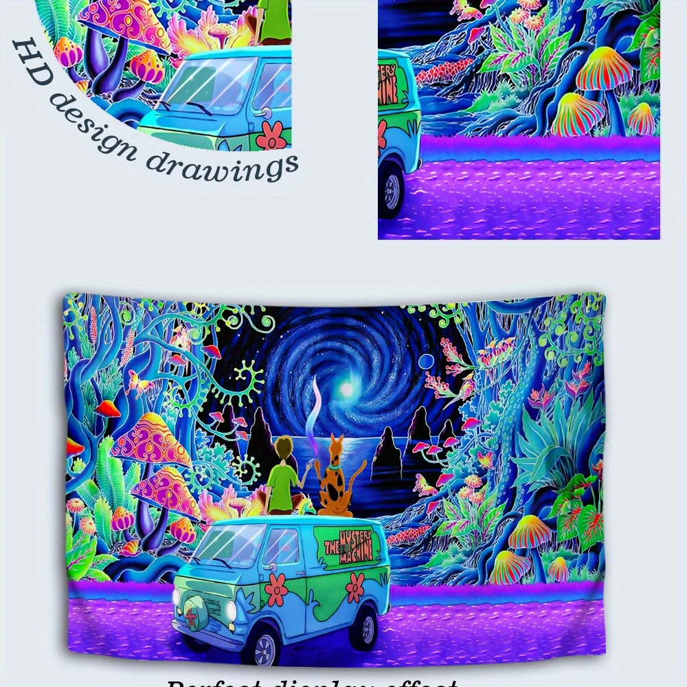 1pc Mystical Mushroom Forest Tapestry for Bedroom and Living Room Decor - Bohemian Cartoon Wall Hanging with Wizardry Design
