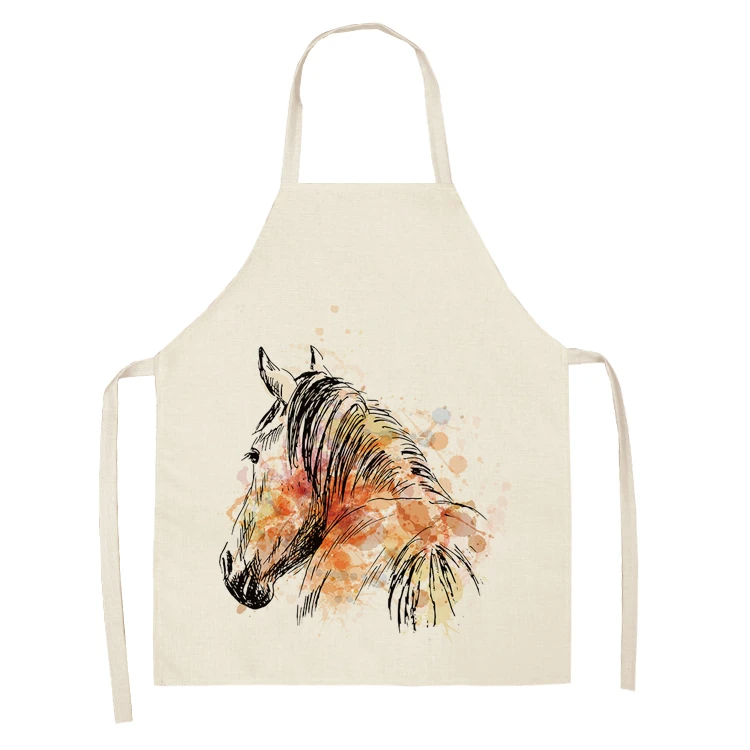 Kitchen Sleeveless Chef Aprons For Women Cotton Linen Bibs Household Cleaning Pinafore Home Cooking Apron