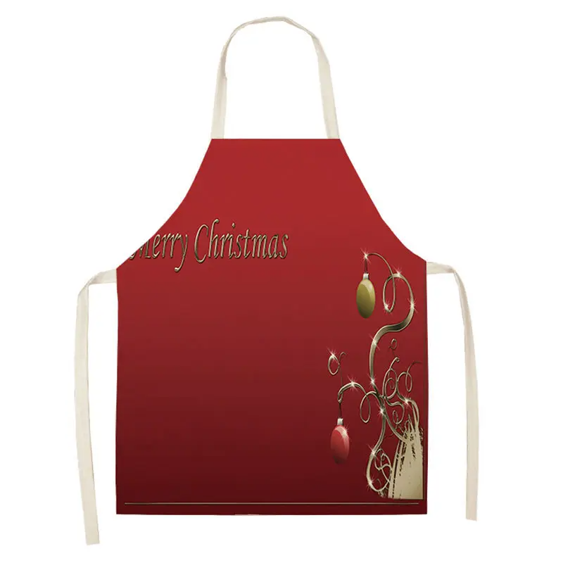 Christmas Aprons Pinafore Cotton Linen Kitchen Apron Woman Bibs for Home Cooking Baking Cleaning Accessories