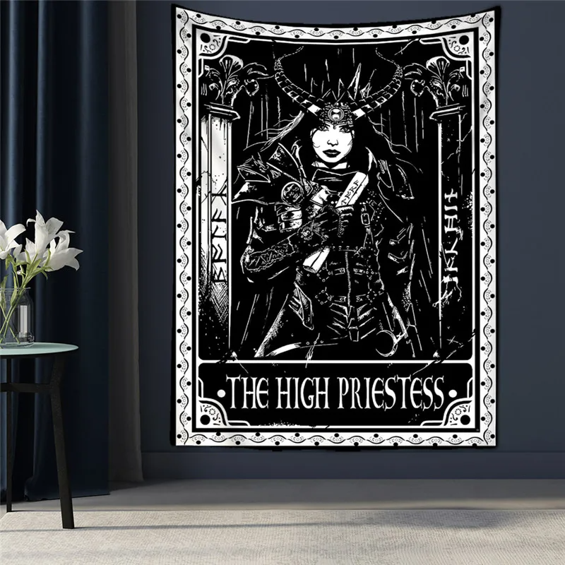 Black Tapestry Wall Hanging Psychedelic Sun Tarot Card Hippie Astrology Divination Witchcraft Background Wall Room Boho Decor