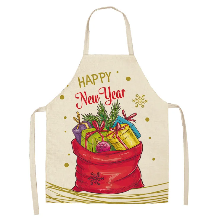Santa Claus Christmas wreath aprons Christmas aprons printing home kitchen baking cooking Christmas party decorations