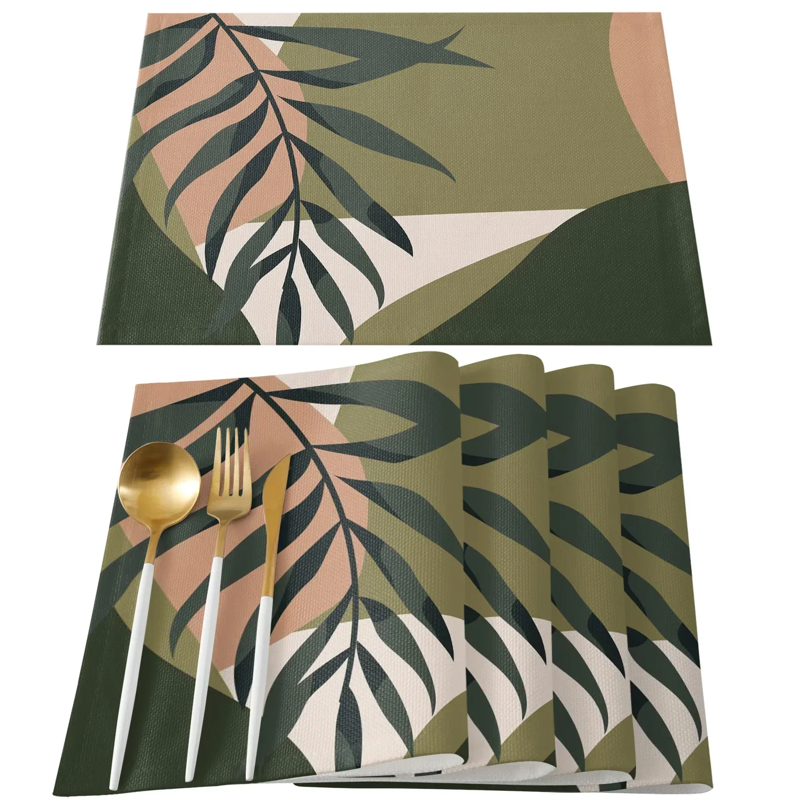 Golden Leaves Black Background Placemat Wedding Party Dining Decor Linen Table Mat Kitchen Accessories Table Napkin