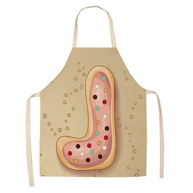 1Pc Letter Pattern Kitchen Apron Sleeveless Cotton Linen Kids Aprons For Cooking Baking bbq Home Cleaning Tools